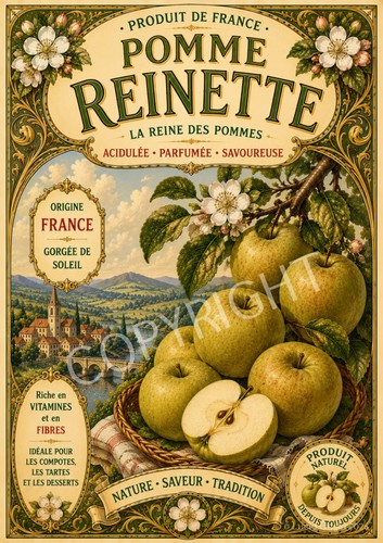 Photo affiche vintage pomme - a4,