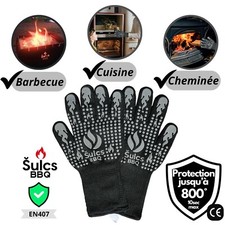 Šulcs BBQ - Gants De Protection Anti Chaleur pour Barbecue, Poêle à bois et Four