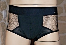 Mini boxer noir dentelle, haut élastique taille M Les Garçons PARIS dans coffret