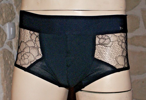 Mini boxer noir dentelle haut - noir, dentelle,