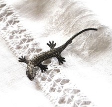 Broche ancienne Lézard en argent et marcassite salamandre ART NOUVEAU