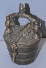 -BELLE ANCIENNE BOITE POIDS GODETS / CHARLEMAGNE BRONZE ou LAITON XXe VITRINE  D