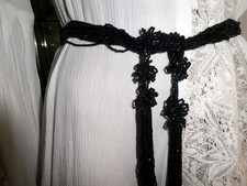 ceinture ou  collier en perles de jais de Paris d'époque années 20