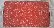 DESSOUS DE PLAT EN FORMICA, VINTAGE 70'S, PLATEAU VIEUX ROSE, ANSES ALUMINIUM 