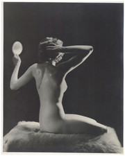 Nu au miroir vintage print,  Tirage argentique d'époque  38,5x30,5  Circa 