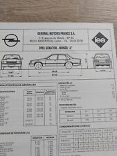 Opel Senator Monza A  2.5 2.8 3.0 Fiche Technique Regla tech 1990 6 Pages