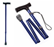 2 Bâtons de Marche Canne de Marche Aluminium Bleu Pliable Pliant Canne