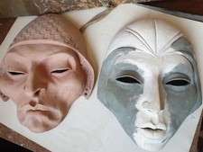 Sculpture statue en plâtre masque style théâtrale