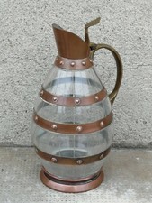 Ancien pichet design art deco? Serrurier bovy? Cristal taille /cuivre copper jug
