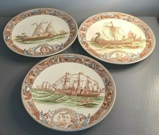 3 Assiettes Faïencerie Sarreguemines Série Marine M.2 28 