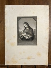 Ancienne Gravure Pieuse LA VIERGE AU LIVRE par PINX et LECOMTE édition JANET