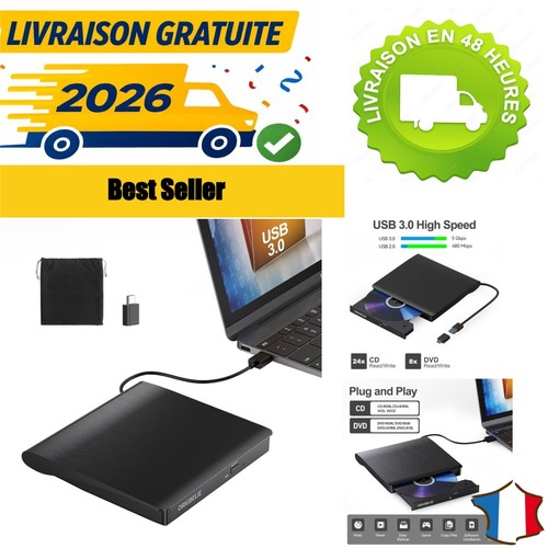 Lecteur dvd externe usb - lecteur, 3.0