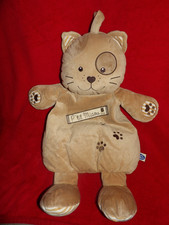 Doudou Peluche Mots d'Enfants Range Pyjama Chat Beige Marron P'tit Miaou