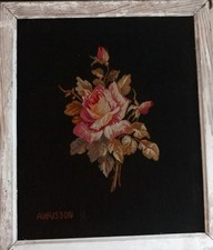 Vintage Aubusson Tapestry by Maxime Fougerol Handwoven Rose  French Textile Art