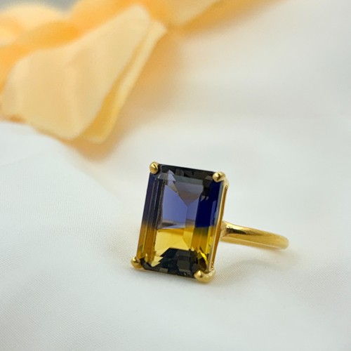 Bague amétrine double pierre