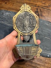 Bénitier Vers 1900 Laiton Doré & métal Argenté Art Sacré Antique Stoup