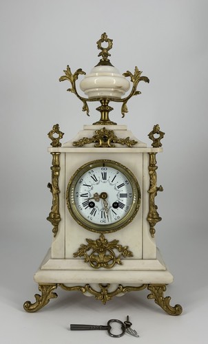 Pendule xixe marbre blanc - pendule,