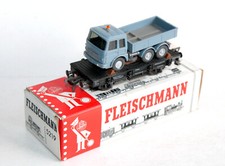 FLEISCHMANN HO 5219 WAGON PLATEFORME PORTE AUTO TRANSPORT VOITURE + CAMION BENNE