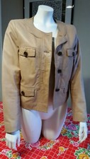 Veste Caroll, cuir d'agneau marron très clair, naturel, nude