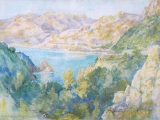 Aquarelle dessin tableau paysage Corse Golfe PORTO VECCHIO Émile Charles APPAY