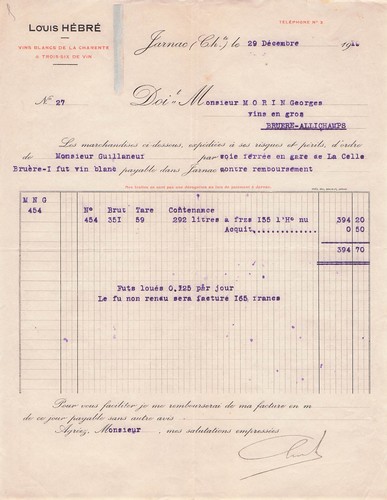 Jarnac negociant hebre 1918 - jarnac,