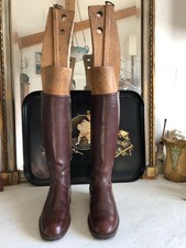 Pair Bottes d'Officier&Embauchoirs Taille 43/Cuir et Bois/Début XXème/Equitation