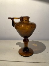 Lampe à huile provençale Type BIOT verre bullé / Couleur Ambre TB.État