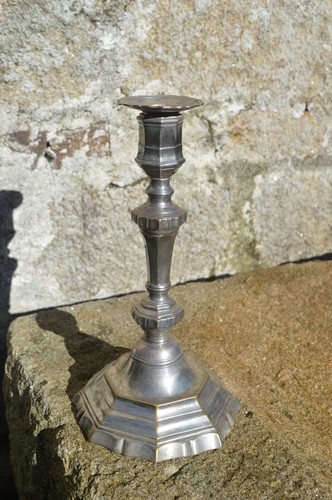 Bougeoir bronze argenté - bougeoir,