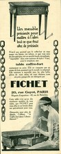 Publicité ancienne table coffre-fort Fichet 1925 issue de magazine DAM