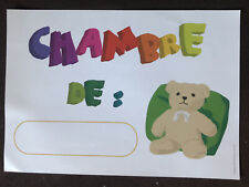 Plaque porte chambre enfant prénom personnalisable, affichette en papier glacé