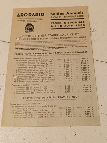 Ancienne publicite prospectus - ancienne,