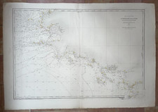 SOUTHERN BRITTANY BRETAGNE FRANCE 1872 (1895) VERY LARGE SEA CHART