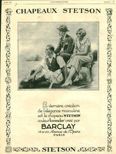 Publicité ancienne chapeau Stetson créé par Barclay 1925 issue de magazine 