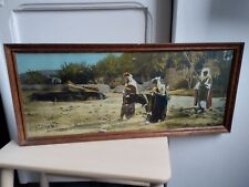 Cadre ancien Algérie Colonie photographie panoramique Labour Coutumes Fellah 