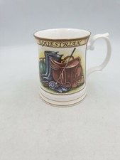 Queens Fine Bone China "Equestrian" Tankard Mug  Horse Riding Equipment Gilt
