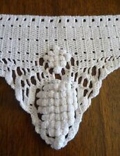 Cantonnière ancienne en coton crocheté - longueurs 62 cm, largeurs 16 cm