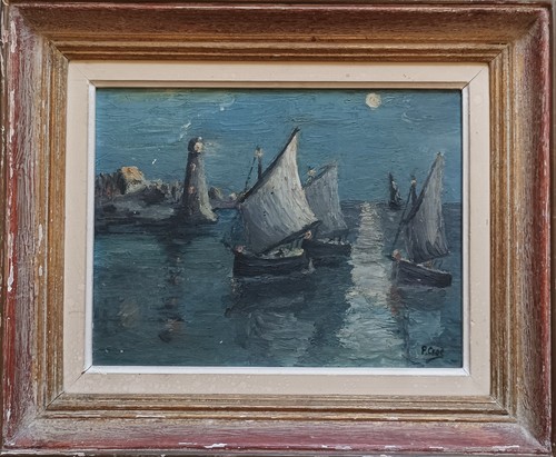 Tableau marine signé les - -,