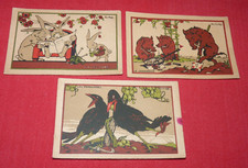 3 chromos  Ray Lambert Lecture Vendanges Jardinage sangliers lièvres corneilles