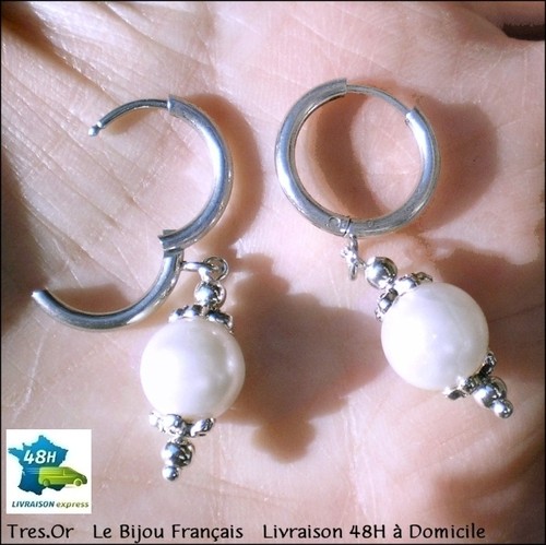 Perles blanches nacrées - blanches,