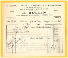 VIERZON (18) CHARBON BOIS HOUILLE COKE ANTHRACITE "J. ROLLIN" en 1952