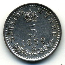 (3381) AUTRICHE - 5 Kreuzer Argent François-Joseph Ier 1859
