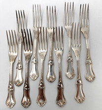 🇫🇷 Edmond Jamet 10 fourchettes en argent massif Minerve XIXe siècle 506 g