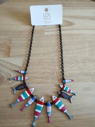Collier poissons polychrome - collier,
