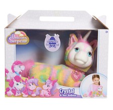 NEW Unicorn Surprise CRYSTAL Pastel Rainbow Stuffed Animal & SURPRISE # in Pouch