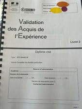 Livret 2 VAE BTS BANQUE  2022/ Assurance validé + Livret 2 vierge ENVOI PAR MAIL