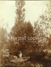 PICTORIALISME promenade en barque vers 1900 canotier rivière