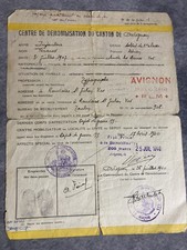Document Démobilisation Tirailleurs algériens  Français ww2 Juillet 1940