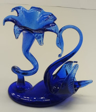 Sculpture Verre Bleu Cobalt