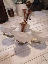 LUSTRE VINTAGE ANNEE 40 , METAL CUIVRE - 6 BRANCHES