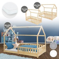 Lit d'enfant forme de maison avec/sans matelas mousse froide grille de sécurité